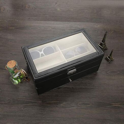 BAILAI Jewelry Box-Mens Wooden Watch Box Slots Jewelry Organizer Storage Case with Glass Top in Saudi Arabia