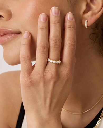 PAVOI 14K GOLD PREMIUM PREMIUM CUBIC Zirconia خاتم الخطوبة للنساء | وعد بالمجوهرات الحلقية الخلوية in Kuwait