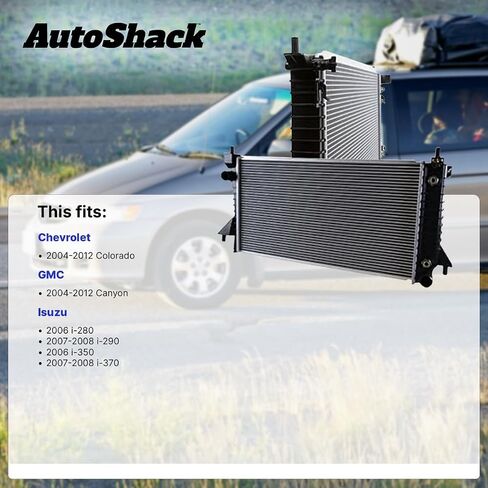 AutoShack Radiator 22.76" (578.1 mm) Core | Replacement for 2004-2012 Chevrolet Colorado 2004-2012 GMC Canyon 2007-2008 Isuzu i-290 2007-2008 Isuzu i-370 | 1-PC in Saudi Arabia
