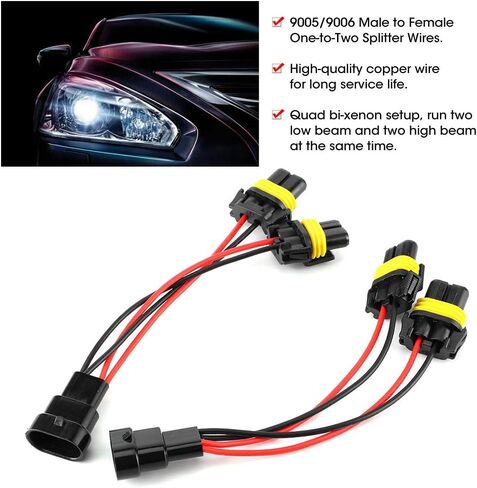 Haofy Car Headlight Retrofit Splitter Wires Easy Installation High Reliability 2Pcs for Headlight Modification Enthusiasts in Saudi Arabia