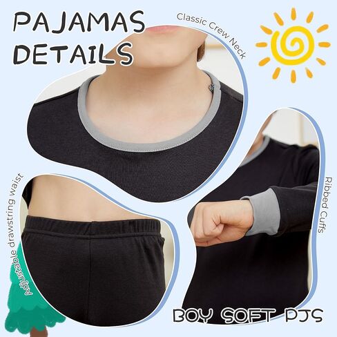 4 قطعة الأولاد 100 ٪ القطن الدافئ في الملاءمة مجموعة Pullover Kids PJS Soft Sleepwear 2T-12 Years in Kuwait