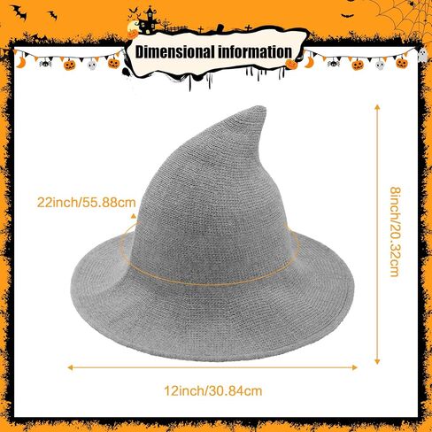 Halloween Witch Hat for Women Wide Brim Foldable Halloween Party Knitted Wool Hats for Cosplay Witch Costume in Saudi Arabia