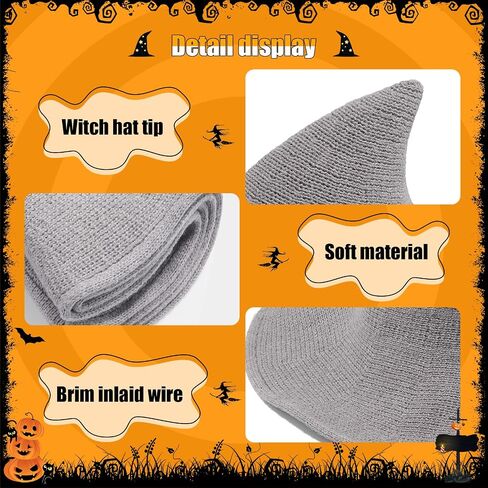 Halloween Witch Hat for Women Wide Brim Foldable Halloween Party Knitted Wool Hats for Cosplay Witch Costume in Saudi Arabia