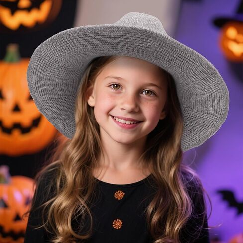 Halloween Witch Hat for Women Wide Brim Foldable Halloween Party Knitted Wool Hats for Cosplay Witch Costume in Saudi Arabia