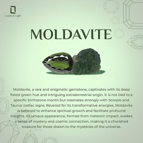 Natural Raw Moldavite Solitaire Rings for Women in Sterling Silver, Gemstone Jewelry Gifts for Her Birthday, Anniversary, Christmas (Bezel-Set) in Saudi Arabia