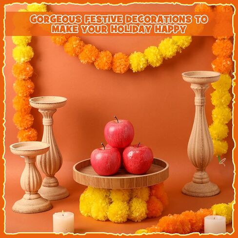 Yunsailing 5 Pcs 5 ft Indian Diwali Decoration Marigold Garland Day of The Dead Artificial Marigold Flowers Garland for Wedding Dia De Los Muertos Decoration(Orange) in Saudi Arabia