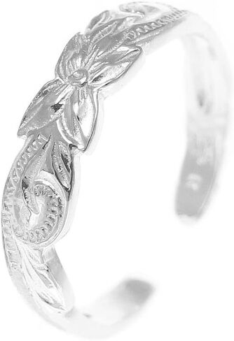 Arthur's Jewelry 925 sterling silver Hawaiian plumeria flower scroll 4mm cut out open toe ring in Saudi Arabia