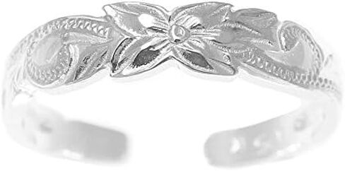 Arthur's Jewelry 925 sterling silver Hawaiian plumeria flower scroll 4mm cut out open toe ring in Saudi Arabia