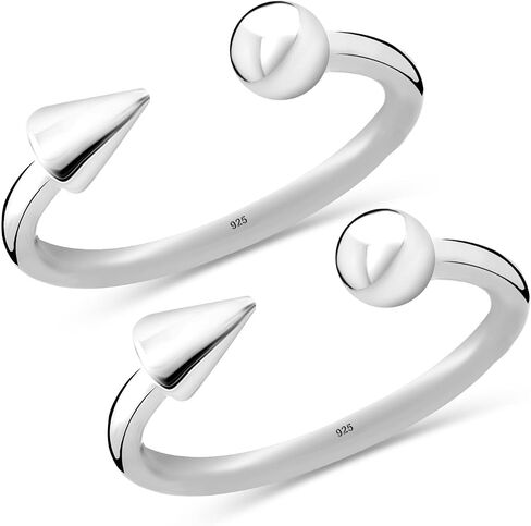 Lecalla 925 Sterling Silver Toe Ring للنساء | زوج قابل للتعديل الحد الأدنى من حلقات إصبع القدم | منتصف الإصبع Bichhiya | حلقات إصبع القدم الهندية | صيف بيتش المجوهرات قدم القدم in Kuwait