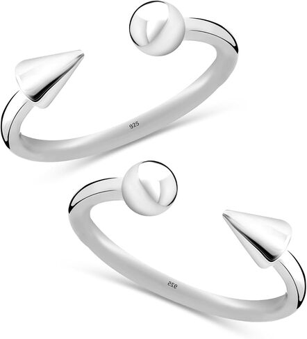 Lecalla 925 Sterling Silver Toe Ring للنساء | زوج قابل للتعديل الحد الأدنى من حلقات إصبع القدم | منتصف الإصبع Bichhiya | حلقات إصبع القدم الهندية | صيف بيتش المجوهرات قدم القدم in Kuwait