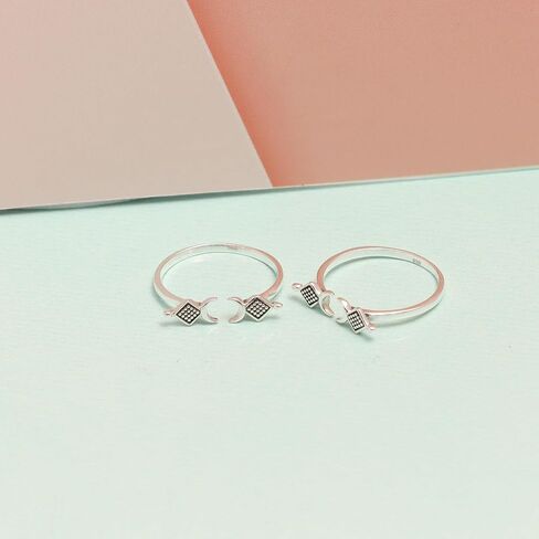 Lecalla 925 Sterling Silver Toe Ring للنساء | زوج قابل للتعديل الحد الأدنى من حلقات إصبع القدم | منتصف الإصبع Bichhiya | حلقات إصبع القدم الهندية | صيف بيتش المجوهرات قدم القدم in Saudi Arabia