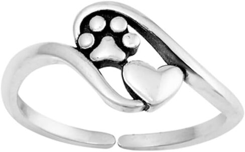 CloseoutWarehouse Sterling Silver Paw Print & Heart Toe Ring in Saudi Arabia