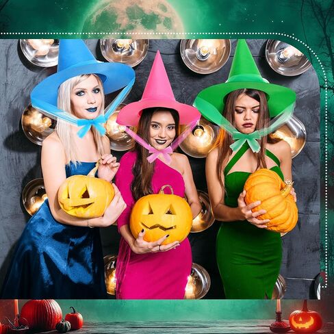 Geyoga Halloween Witch Hat Costume Accessory Women Fairy Adult Wizard Hats with Tulle Fabric for Halloween Party Cosplay Decoration in Saudi Arabia