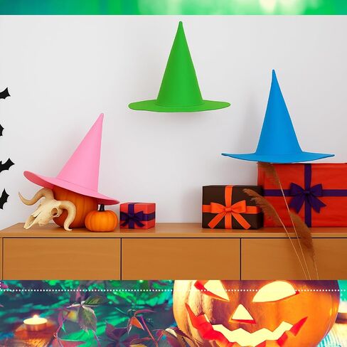 Geyoga Halloween Witch Hat Costume Accessory Women Fairy Adult Wizard Hats with Tulle Fabric for Halloween Party Cosplay Decoration in Saudi Arabia