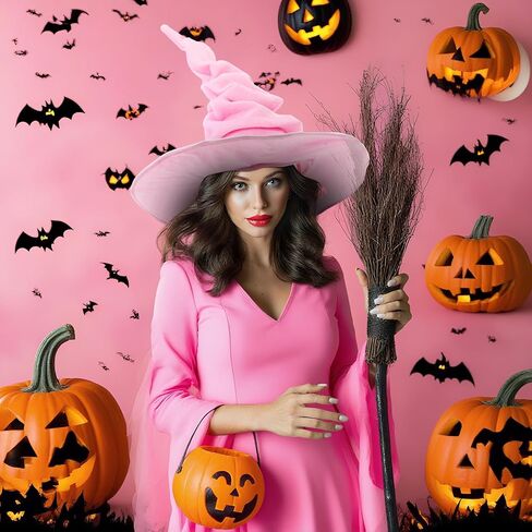 JenPen 2 Pcs Halloween Witch Hat for Women Large Velvet Ruched Wizard Magician Hat Masquerade Party Cosplay Costume Accessory in Saudi Arabia