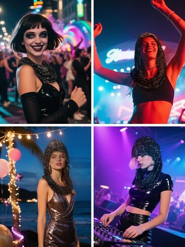 إكسسوارات مهرجان Guayma Rave للنساء ، وشاح رأس Hod Hood Head Halloween Mardi Gras Gear in Kuwait