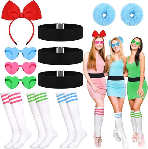 12 Pcs Halloween Anime Costume Set Include Bow Headband,Glasses,Belts,Socks and Hair Loops for Women Party Cosplay in Saudi Arabia