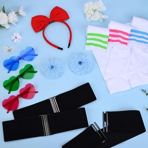 12 Pcs Halloween Anime Costume Set Include Bow Headband,Glasses,Belts,Socks and Hair Loops for Women Party Cosplay in Saudi Arabia