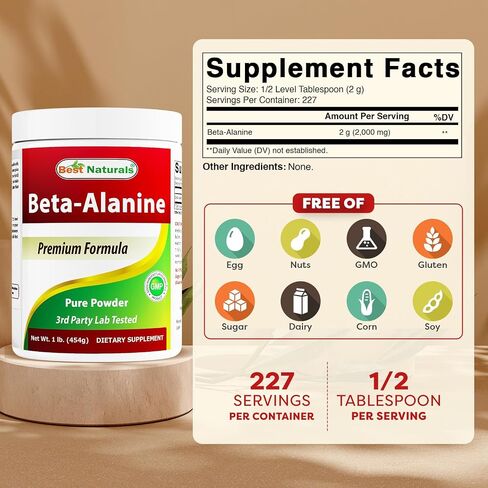 Best Naturals Beta Alanine Pure Powder 1 Pound (1 LB (Pack of 1)) in Saudi Arabia
