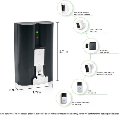 بديل لكاميرا جرس الباب بالفيديو ببطارية جرس الباب 2/3/4/Plus/Pro، لكاميرا الأضواء/الكاميرا اللاصقة/كاميرا ثقب الباب، 3.65 فولت/6040 مللي أمبير/22.046 وات في الساعة (1 × بطارية) in Kuwait