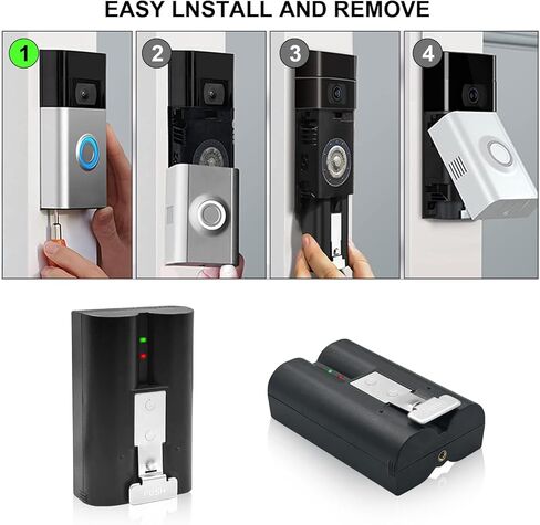 بديل لكاميرا جرس الباب بالفيديو ببطارية جرس الباب 2/3/4/Plus/Pro، لكاميرا الأضواء/الكاميرا اللاصقة/كاميرا ثقب الباب، 3.65 فولت/6040 مللي أمبير/22.046 وات في الساعة (1 × بطارية) in Kuwait