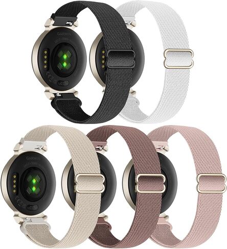 5 حزمة نايلون شريط متوافق مع Garmin Lily 2 ، أحزمة حلقة ناعمة مرنة 14 ملم من النايلون المرن النايلون الاستبدال المعصم القابل للتعديل لليلي 2 Active/2 Classic Smart Watch For Women in Kuwait