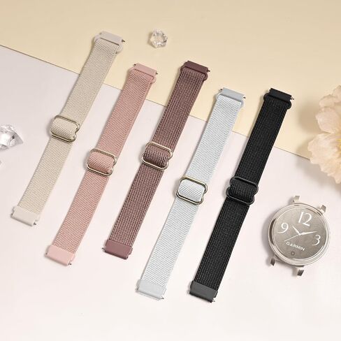 5 حزمة نايلون شريط متوافق مع Garmin Lily 2 ، أحزمة حلقة ناعمة مرنة 14 ملم من النايلون المرن النايلون الاستبدال المعصم القابل للتعديل لليلي 2 Active/2 Classic Smart Watch For Women in Kuwait