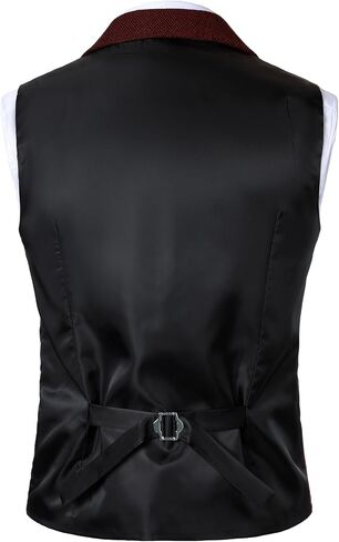 Men's Vintage Slim Fit Suit Vest Formal Prom Party Herringbone Pattern Waistcoat with Chain Detail in Saudi Arabia