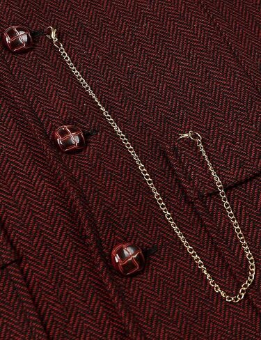 Men's Vintage Slim Fit Suit Vest Formal Prom Party Herringbone Pattern Waistcoat with Chain Detail in Saudi Arabia