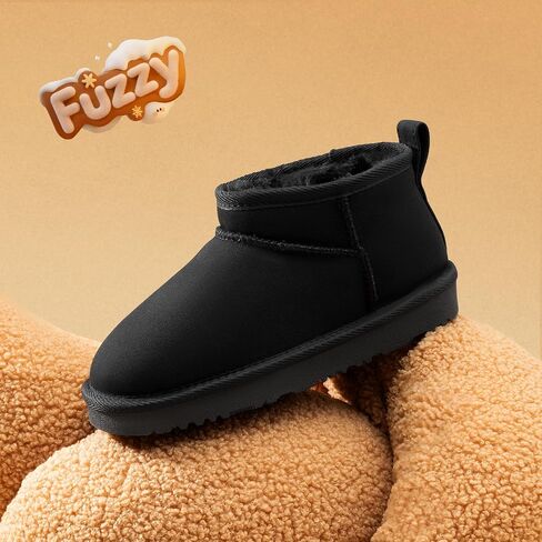 DREAM PAIRS Girls Boys Boots Kids Winter Ankle Faux Fur Lined Warm Snow Shoes Kid Short Boots for Little Kid/Big Kid in Saudi Arabia