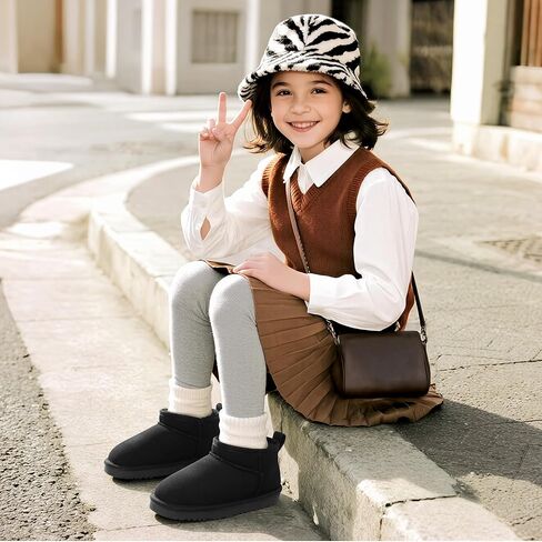DREAM PAIRS Girls Boys Boots Kids Winter Ankle Faux Fur Lined Warm Snow Shoes Kid Short Boots for Little Kid/Big Kid in Saudi Arabia