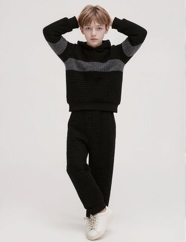 Little Boy Clothes Long Sleeve Hoodie Sweatshirts+Casual Pants Fall Winter Outfits Patchwork Plaid Clothing Set in Kuwait