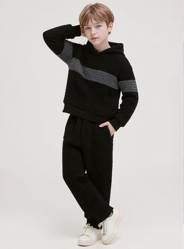 Little Boy Clothes Long Sleeve Hoodie Sweatshirts+Casual Pants Fall Winter Outfits Patchwork Plaid Clothing Set in Kuwait