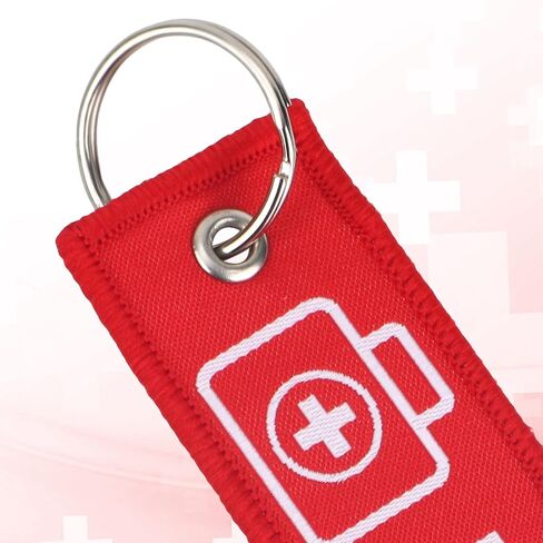 BOXOB 2pcs Medical Alert Bag Tags, Double-Sided Medical Equipment Luggage Tag with 2pcs Keychains for Luggage Purse Backpacks(Red) in Saudi Arabia