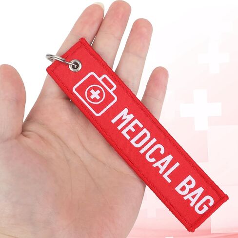 BOXOB 2pcs Medical Alert Bag Tags, Double-Sided Medical Equipment Luggage Tag with 2pcs Keychains for Luggage Purse Backpacks(Red) in Saudi Arabia