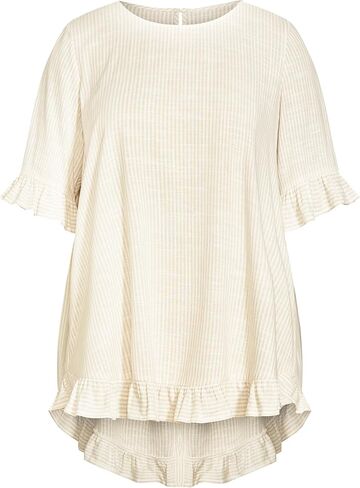 Women's Plus Size Top Riviera Frill Stripe in Saudi Arabia