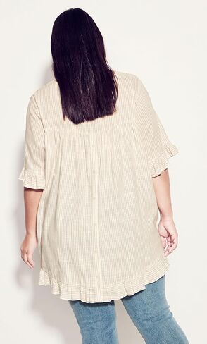 Women's Plus Size Top Riviera Frill Stripe in Saudi Arabia