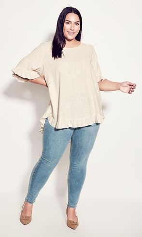 Women's Plus Size Top Riviera Frill Stripe in Saudi Arabia