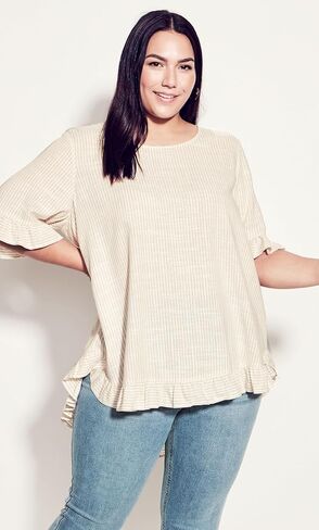 Women's Plus Size Top Riviera Frill Stripe in Saudi Arabia