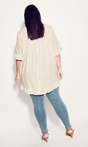 Women's Plus Size Top Riviera Frill Stripe in Saudi Arabia