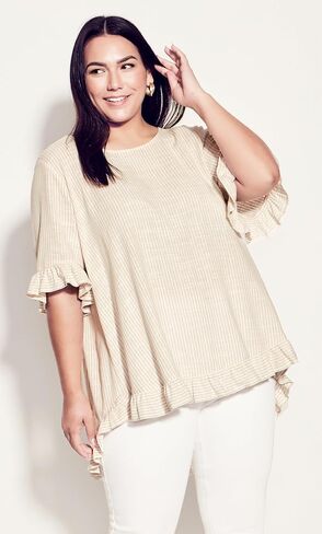 Women's Plus Size Top Riviera Frill Stripe in Saudi Arabia