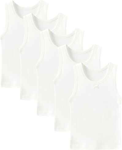 5-Pack Girls Cotton Cami Tank Top Undershirt | Fade-Resistant | for Dance Ballet Gym | Floral & Solid Colors Size3-12Y in Saudi Arabia