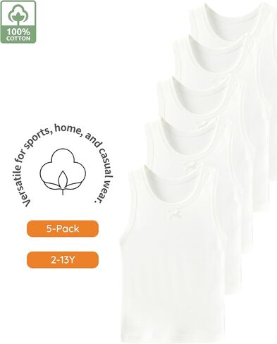 5-Pack Girls Cotton Cami Tank Top Undershirt | Fade-Resistant | for Dance Ballet Gym | Floral & Solid Colors Size3-12Y in Saudi Arabia