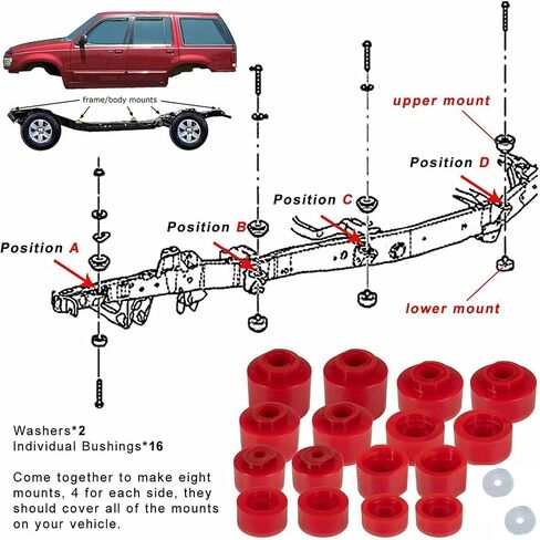 6-116 18PCS BODY MOUNT BUSHINGS KIT متوافقة مع Ford Explorer Sport TRAC 2WD 4WD 2001-2005 in Saudi Arabia