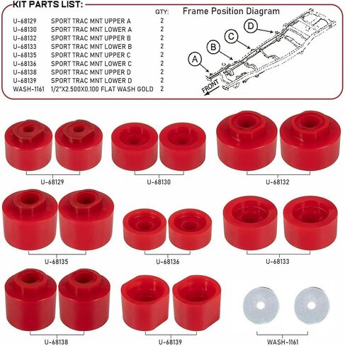 6-116 18PCS BODY MOUNT BUSHINGS KIT متوافقة مع Ford Explorer Sport TRAC 2WD 4WD 2001-2005 in Saudi Arabia