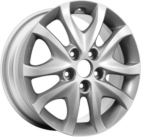 5 V -Spoke Alloy Wheel - Silver Factory Rim | 16 × 6 ، 10 مكبرات ، 5-lug ، يستخدم TPMS-متوافق مع 2009-2012 Hyundai Elantra in Saudi Arabia