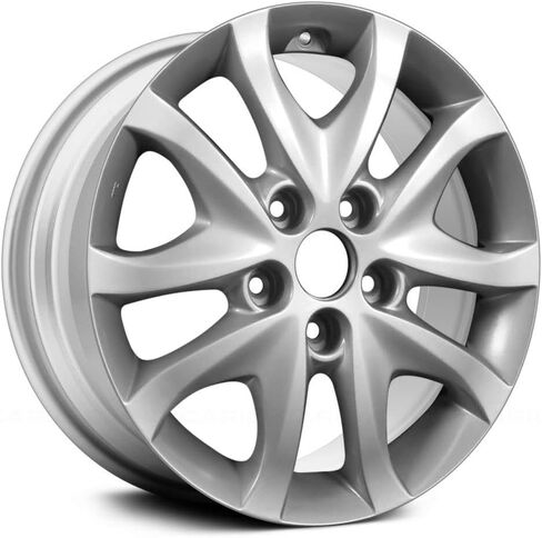 5 V -Spoke Alloy Wheel - Silver Factory Rim | 16 × 6 ، 10 مكبرات ، 5-lug ، يستخدم TPMS-متوافق مع 2009-2012 Hyundai Elantra in Saudi Arabia