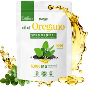 2 في 1 زيت من كبسولات الأوريجانو - زيت الأوريجانو مع زيت البذور الأسود ، ملحق مستخرج من العشبية مع كارفكرول | 300 كبسولة - 150 يوما العرض in Kuwait