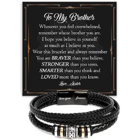 To My Brother Love You Forever Bracelets, Birthday Gifts For Brother Bracelet With Message Card And Box, Brothers Bracelets for Men, Meaningful Gifts For Him Birthday Christmas in Saudi Arabia