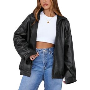 سترات جلدية نسائية فواكه معاطف دراجة نارية كبيرة الحجم تسقط ملابس أزياء الشتاء in Kuwait